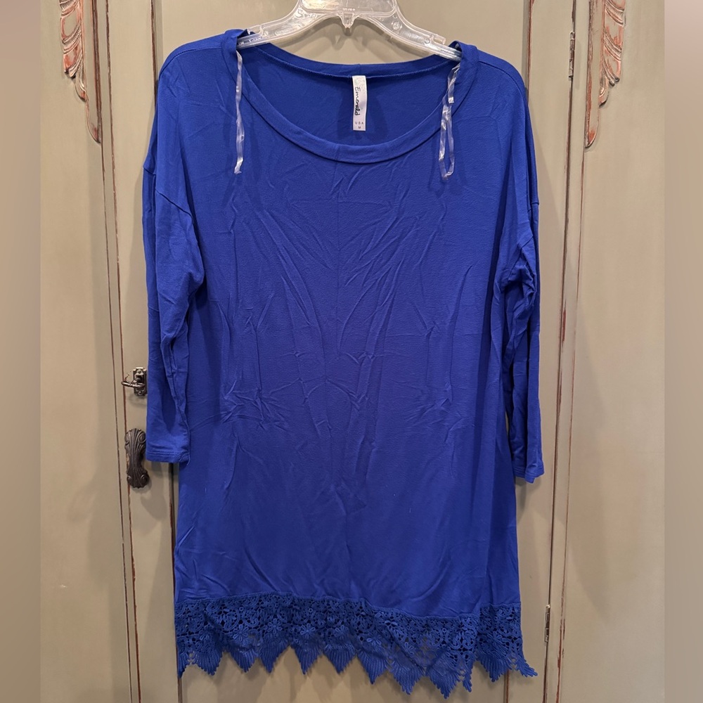 Blue tunic with embroidered design